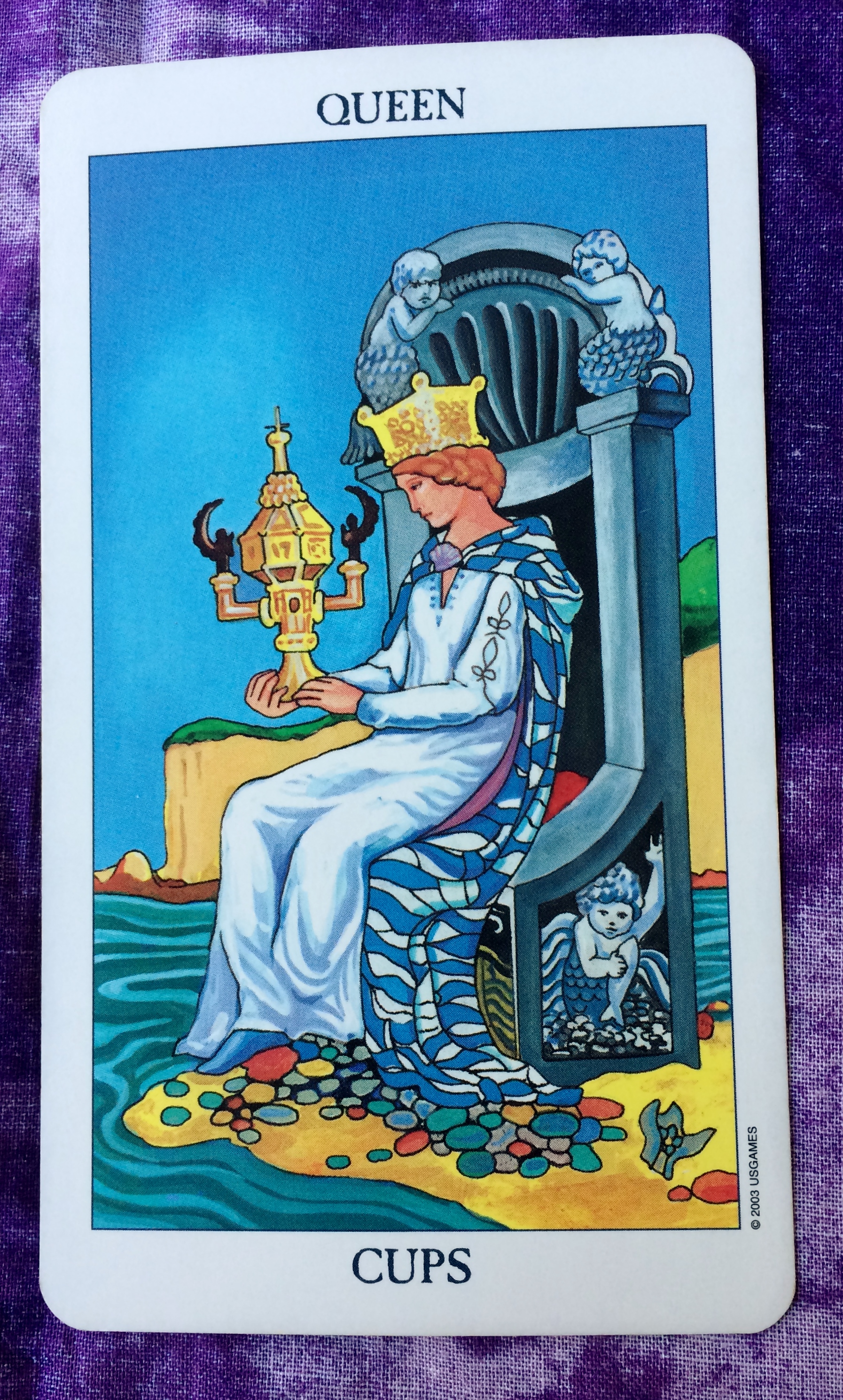 The Tarot card for today, Saturday, and Sunday is the Queen of Cups. 